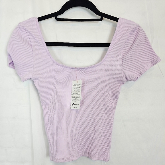 Topshop Size 4-6 Square Neck Ribbed Cropped Top NWT in Lavender - Picture 3 of 8